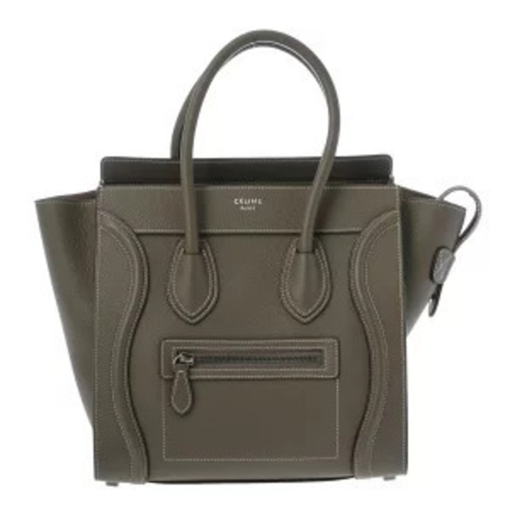 Celine Luggage Slipper Drummed Calf Leather Handbag Black